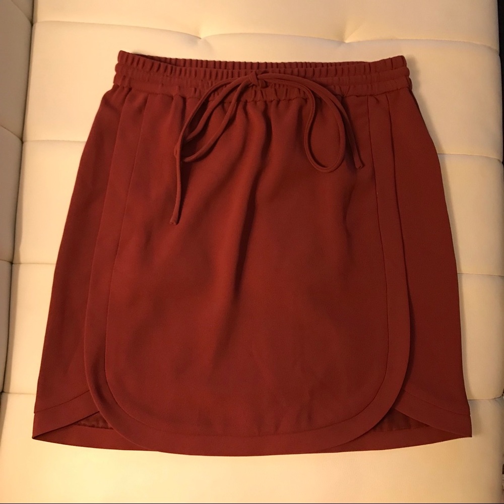 J. Crew Drapey Double Twill Skirt in Cinnamon